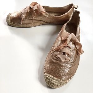 Lace Up Glitter Flats